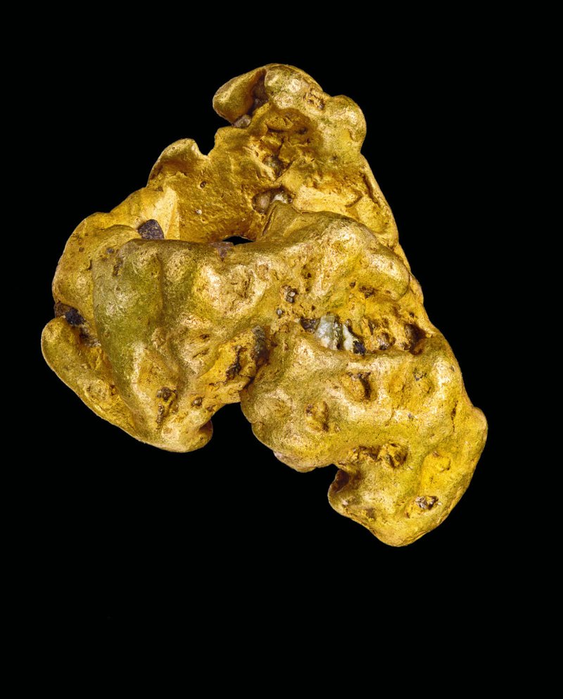 Gold nugget from the River Carnon in Cornwall (Great Britain).