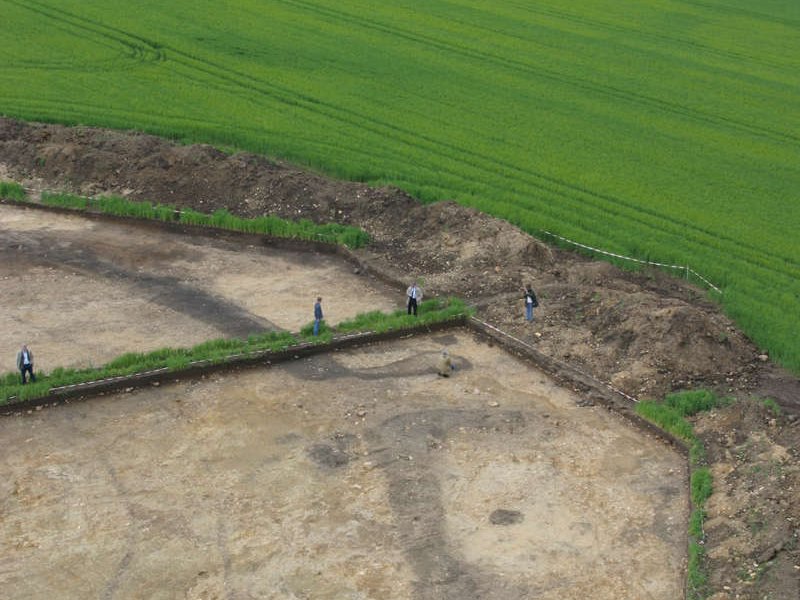 Aerial view of the northern gate of the circular ditched enclosure.