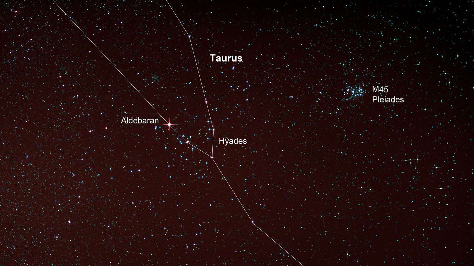 Sternbild Taurus mit Sternhaufen Hyaden und Aldebaran