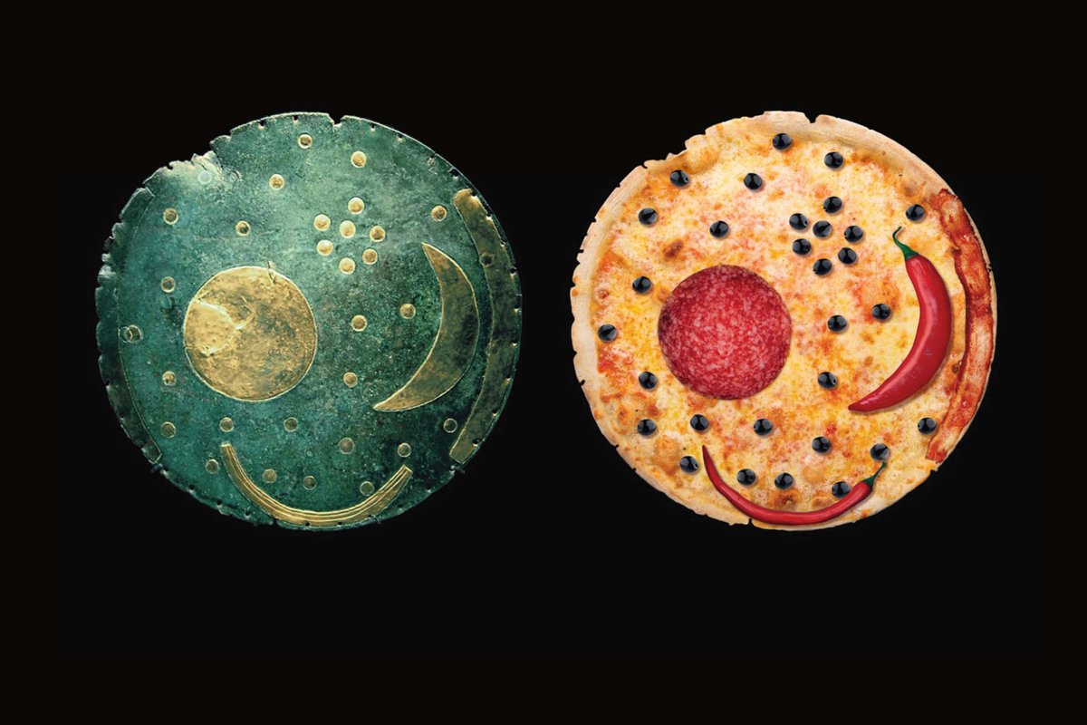 The oldest pizza in the world? Der Postillon also tried its hand at interpreting the world-famous Sky Disc.