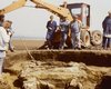 Working photo of the excavation team shortly before the capstones were removed. © LDA.