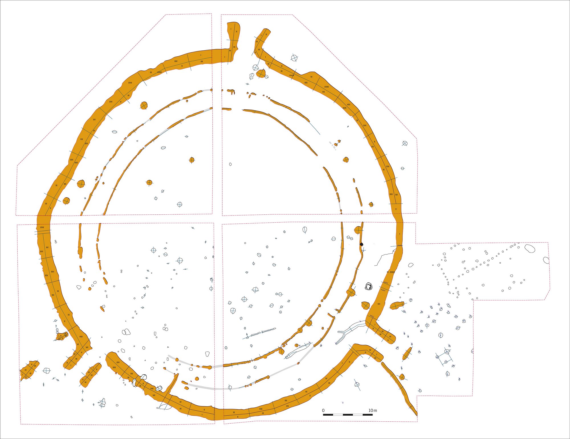 Excavation plan of the Goseck circular ditched enclosure.