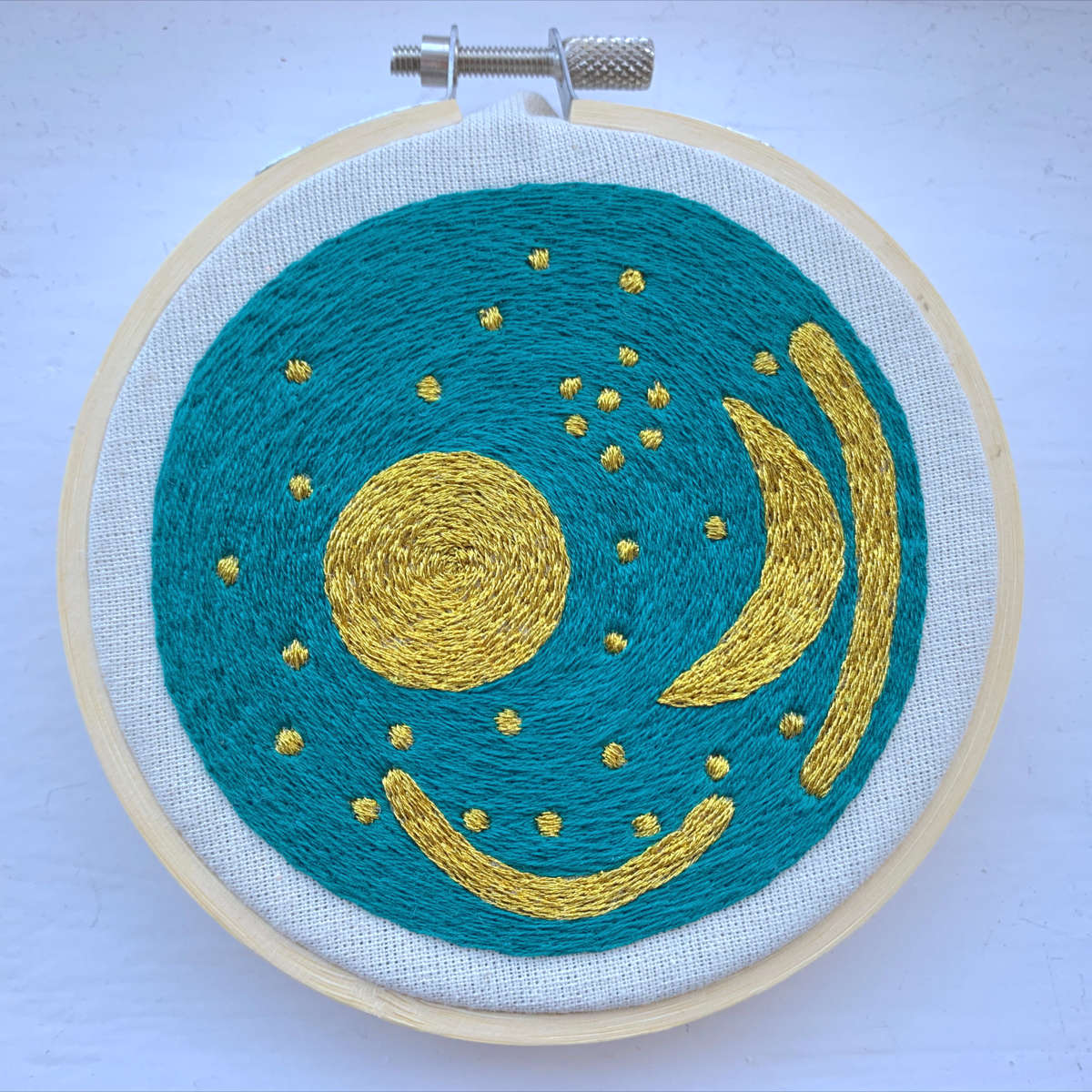 The Sky Disc as embroidery. © Lily Hawker-Yates.